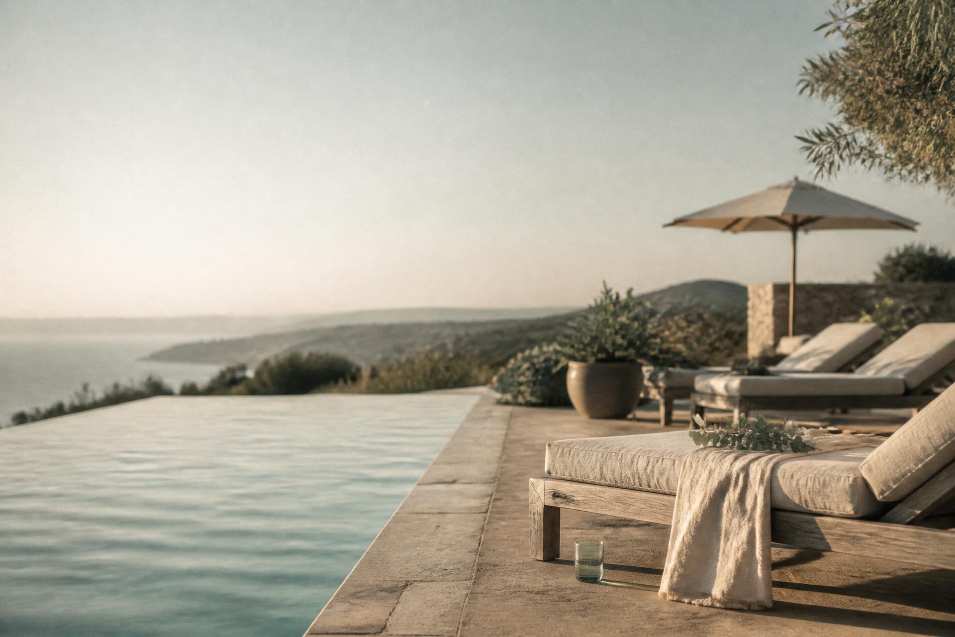 An elevated moment of stillness — a considered refresh at golden hour
